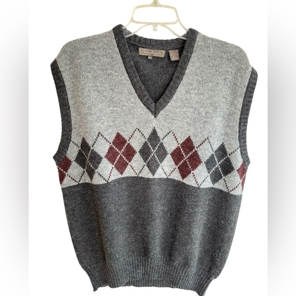 Vintage Mens Argyle Sweater Vest Multicolor X-Large Wool Blend Academia Classic - Picture 2 of 12
